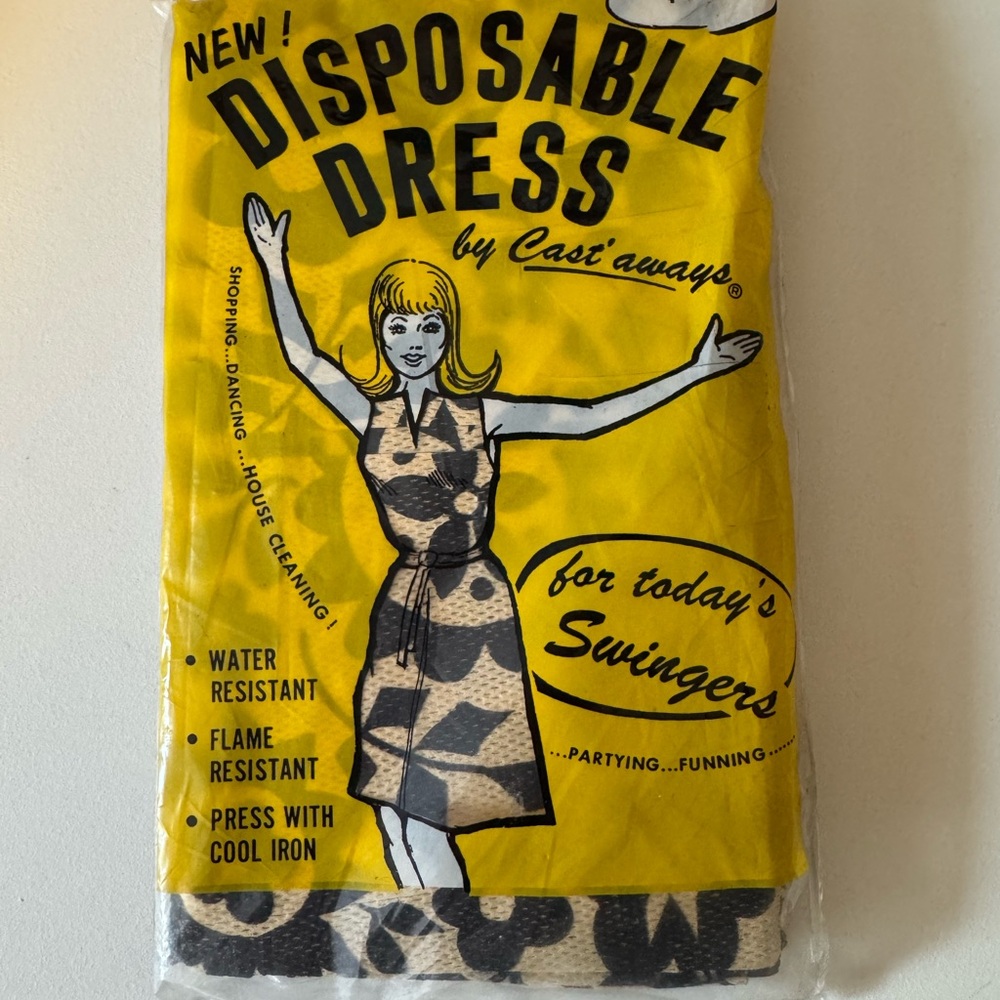 Make me an offer! Vintage Castaway Black and White Disposable Dress
